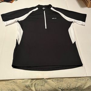 Pearl iZUMi Mens Size Medium Black White Cycling Jersey Quarter Zip Short Sleeve